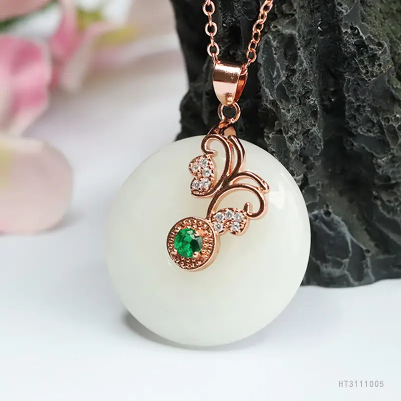 Guan Yu Jade Pendant with Green Gemstone Safety Buckle - Image 6