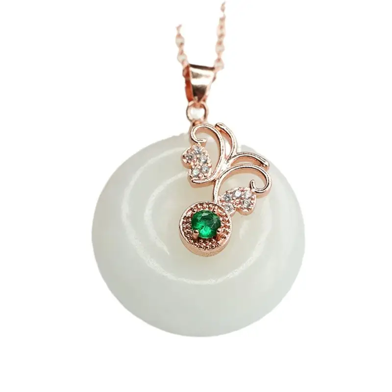 Guan Yu Jade Pendant with Green Gemstone Safety Buckle - Image 7