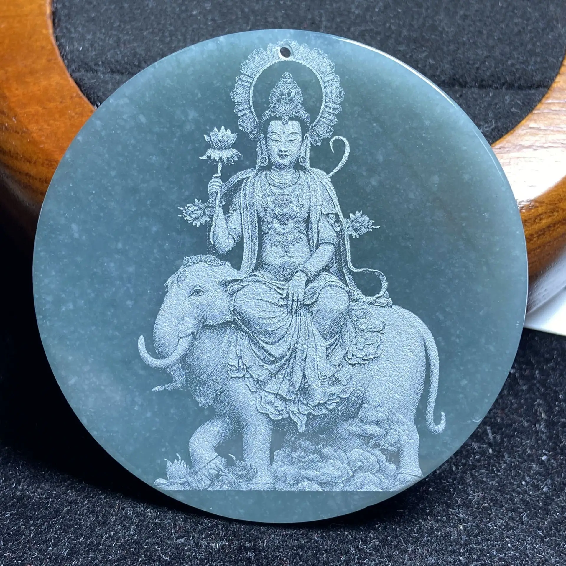 Laser Engraved Jade Necklace Pendant Great Sun Tathagata A-Grade - Image 11