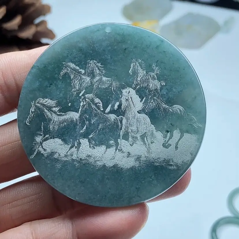 Laser Engraved Jade Necklace Pendant Great Sun Tathagata A-Grade - Image 4