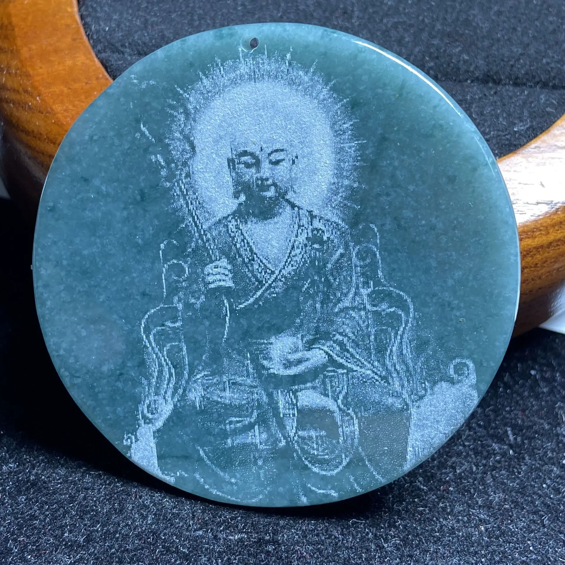 Laser Engraved Jade Necklace Pendant Great Sun Tathagata A-Grade - Image 5