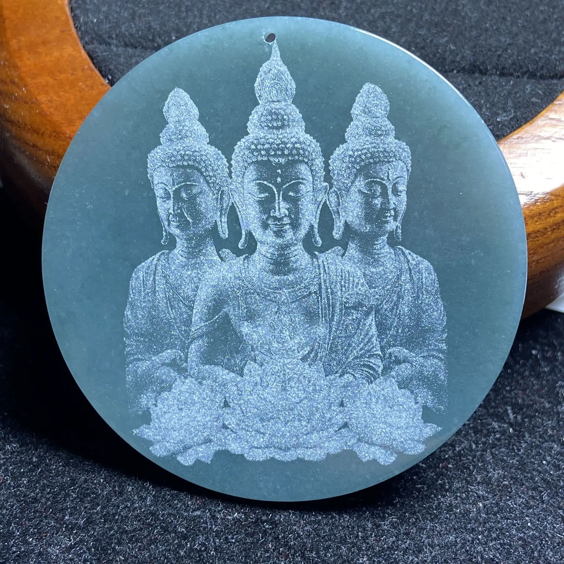 Laser Engraved Jade Necklace Pendant Great Sun Tathagata A-Grade - Image 6