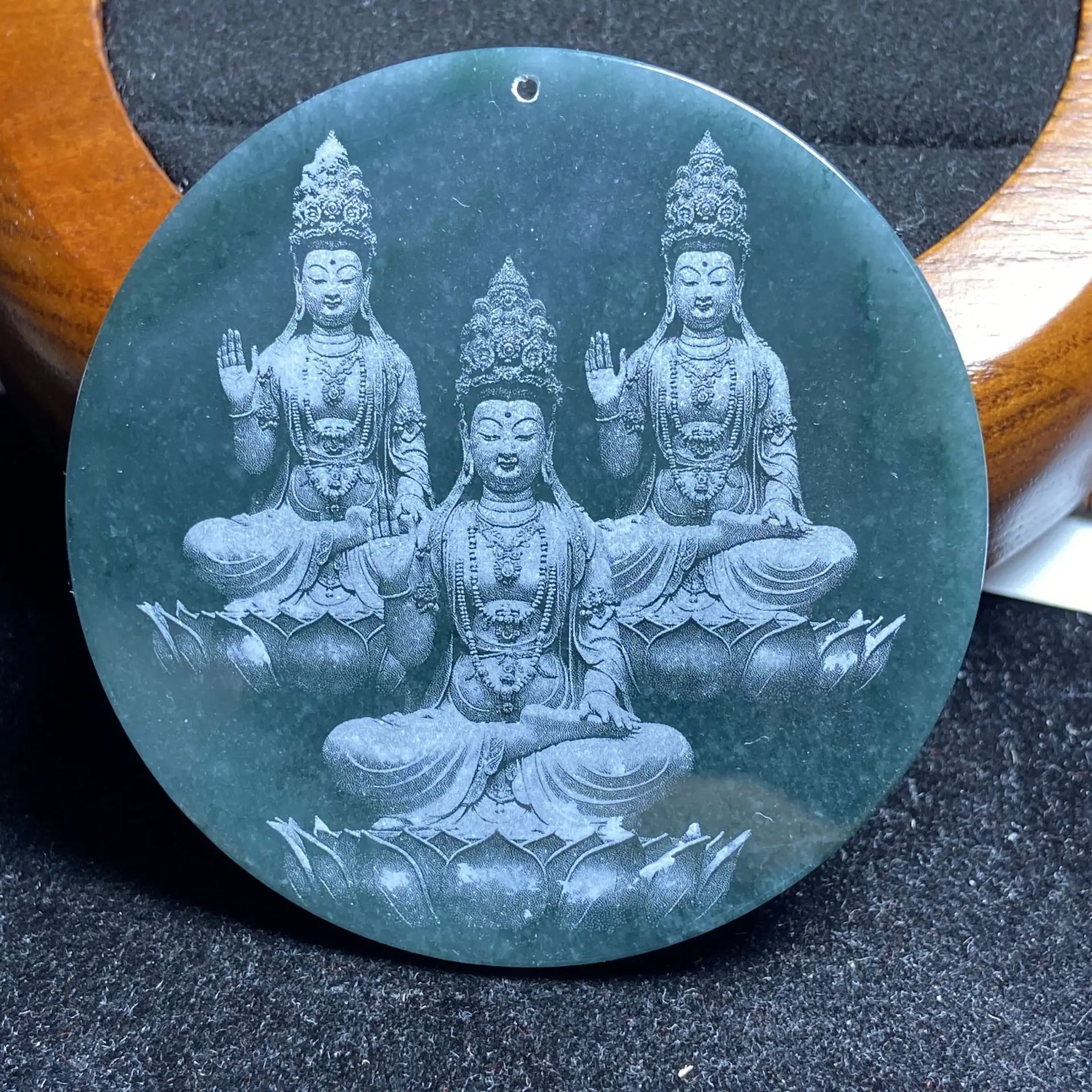 Laser Engraved Jade Necklace Pendant Great Sun Tathagata A-Grade - Image 7