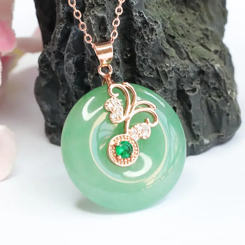Green Aventurine Pendant Necklace with Emerald Gemstone - Image 5