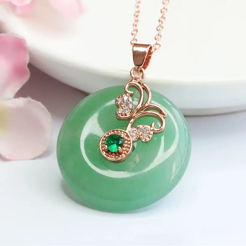 Green Aventurine Pendant Necklace with Emerald Gemstone - Image 6