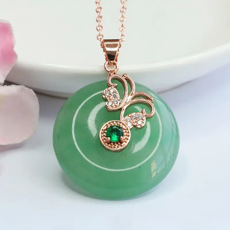 Green Aventurine Pendant Necklace with Emerald Gemstone - Image 2