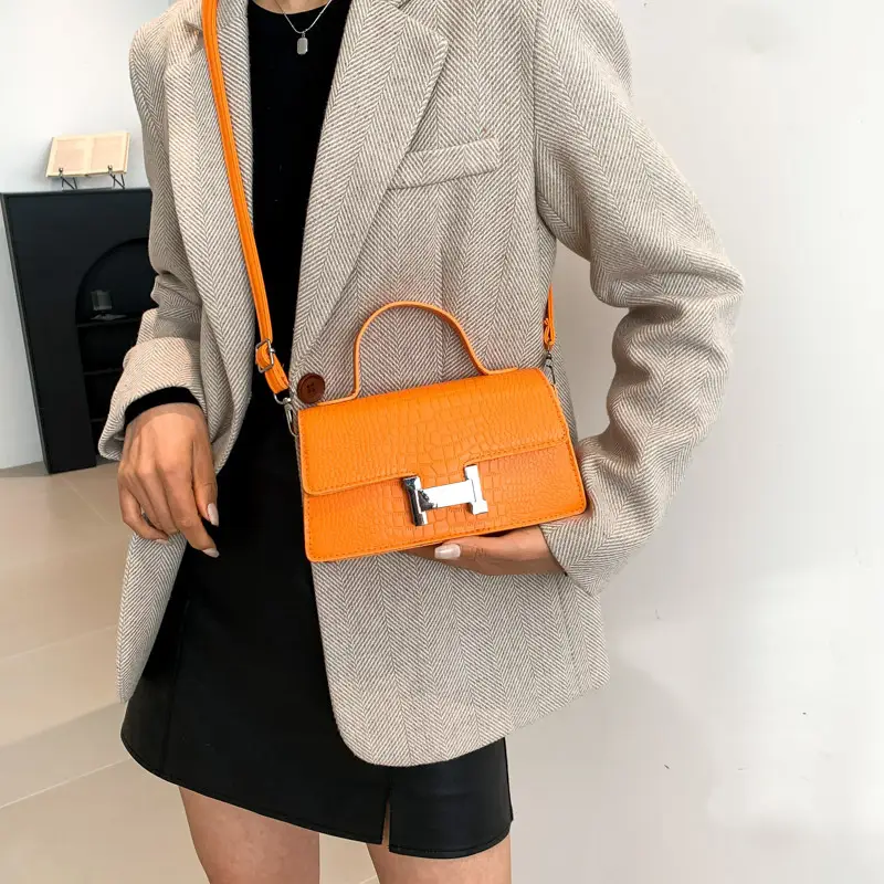 Women Crocodile Bag Beige Square Shoulder Crossbody 2023 - Image 8