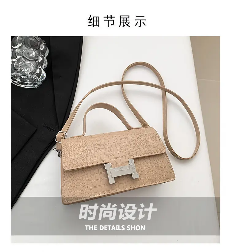 Women Crocodile Bag Beige Square Shoulder Crossbody 2023 — feature 3