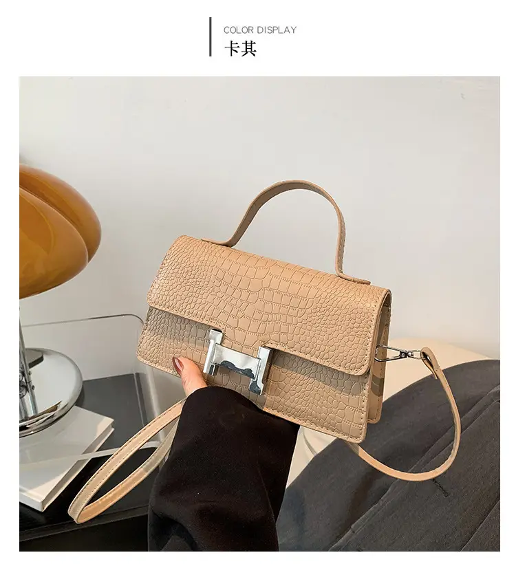 Women Crocodile Bag Beige Square Shoulder Crossbody 2023 — feature 36