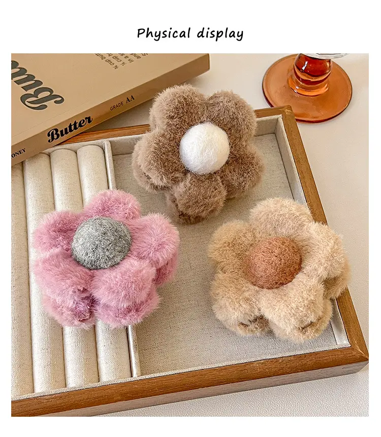 Sweet Pink Flower Hairpin for Women Winter Grip Clip — feature 4