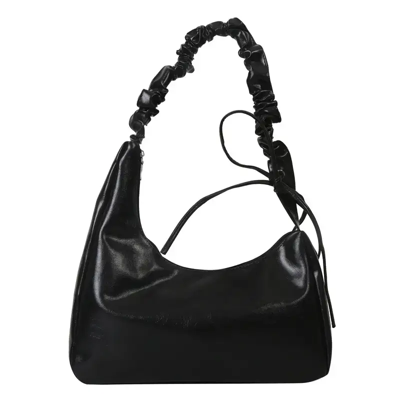 Beige Pleated Shoulder Crossbody Bag for Women