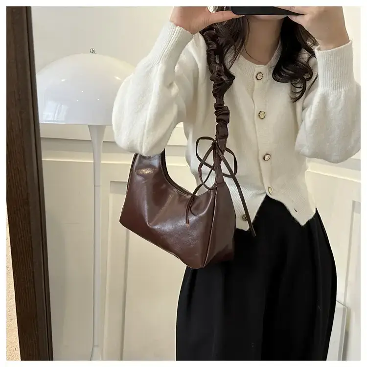 Beige Pleated Shoulder Crossbody Bag for Women — feature 19