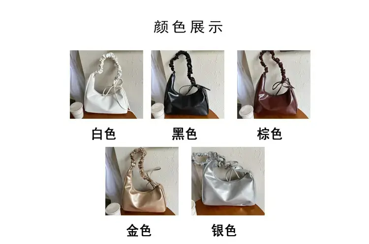 Beige Pleated Shoulder Crossbody Bag for Women — feature 2