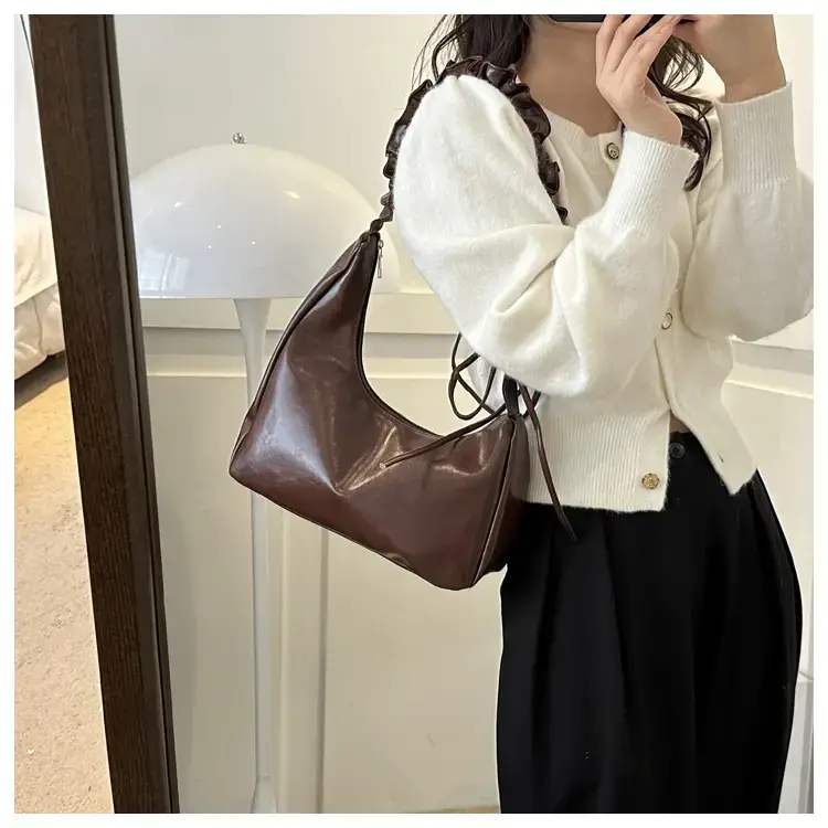 Beige Pleated Shoulder Crossbody Bag for Women — feature 20