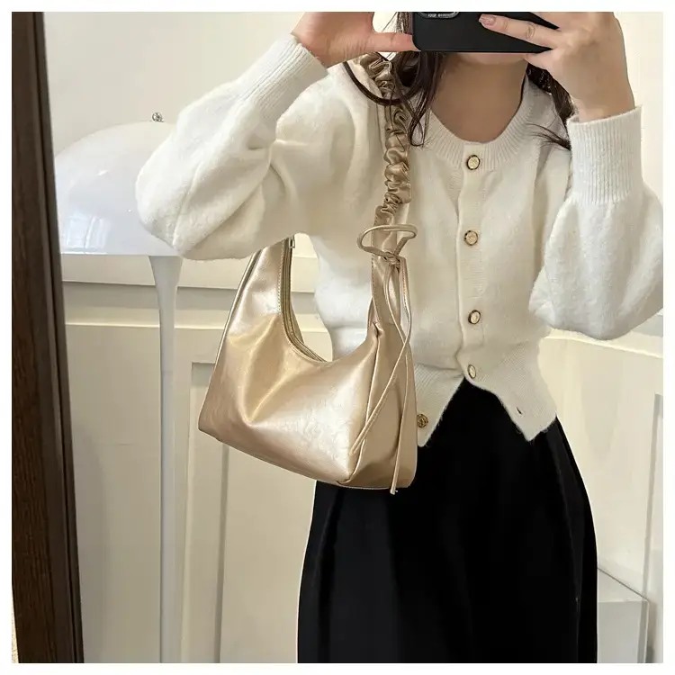 Beige Pleated Shoulder Crossbody Bag for Women — feature 22