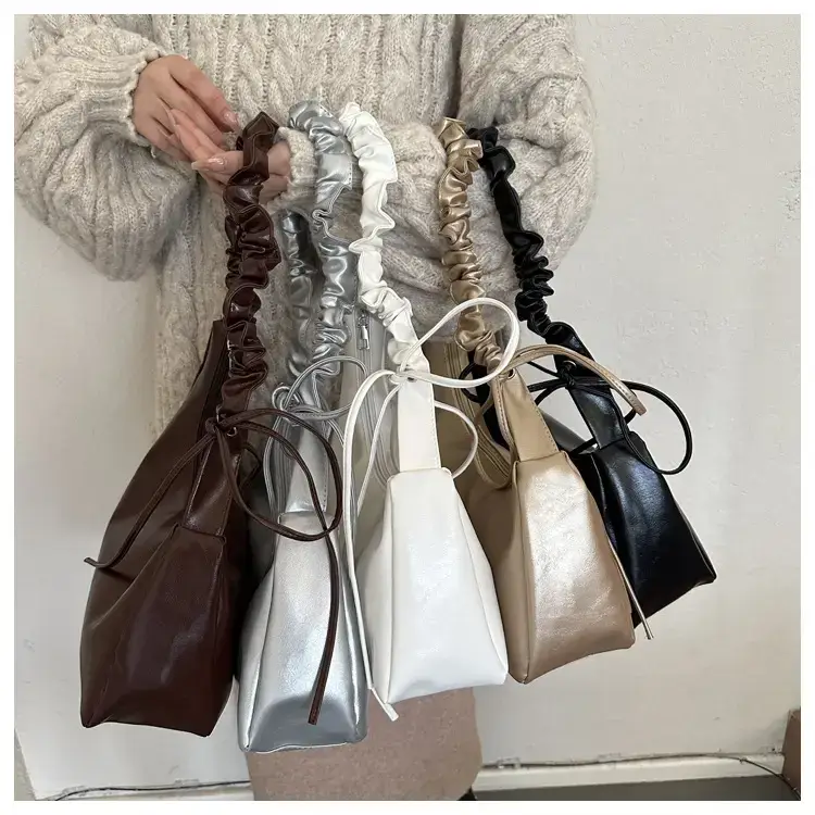 Beige Pleated Shoulder Crossbody Bag for Women — feature 29