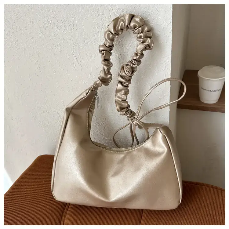 Beige Pleated Shoulder Crossbody Bag for Women — feature 31