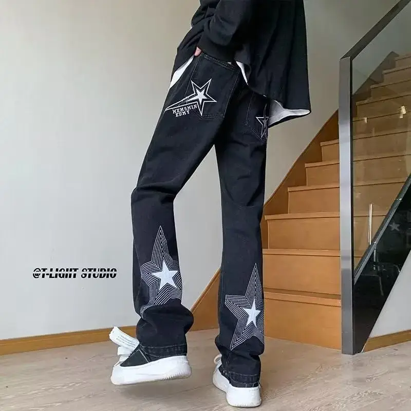Men's White Star Jeans 2024 Wide Leg Spring Autumn - Image 4