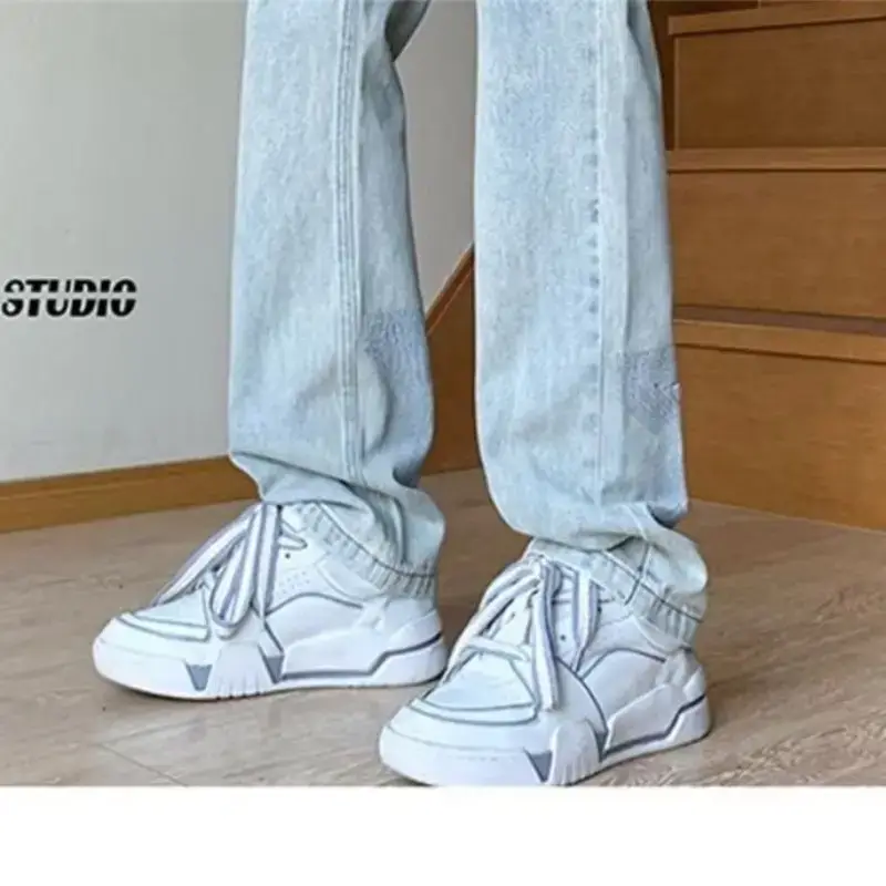 Men's White Star Jeans 2024 Wide Leg Spring Autumn - Image 6