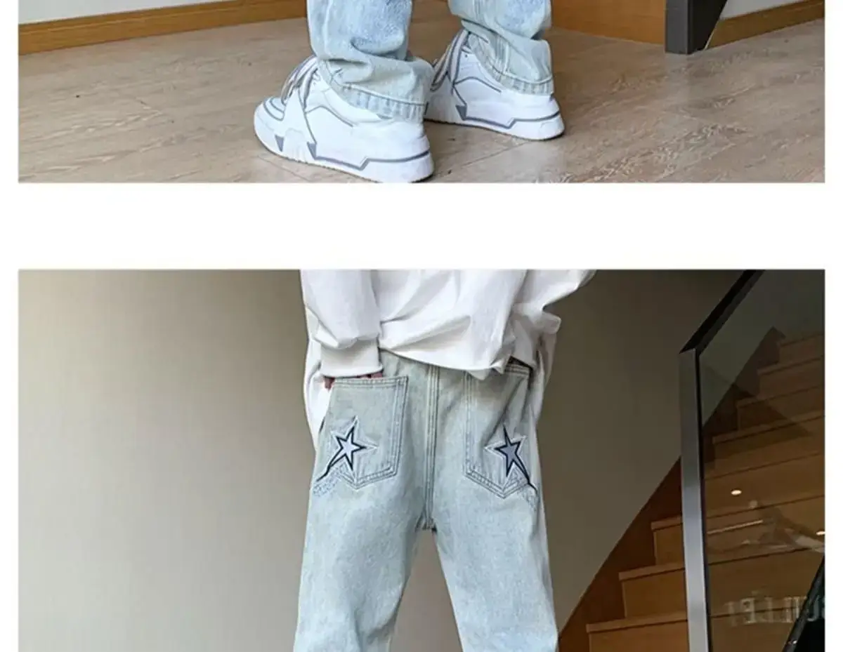 Men's White Star Jeans 2024 Wide Leg Spring Autumn — feature 10