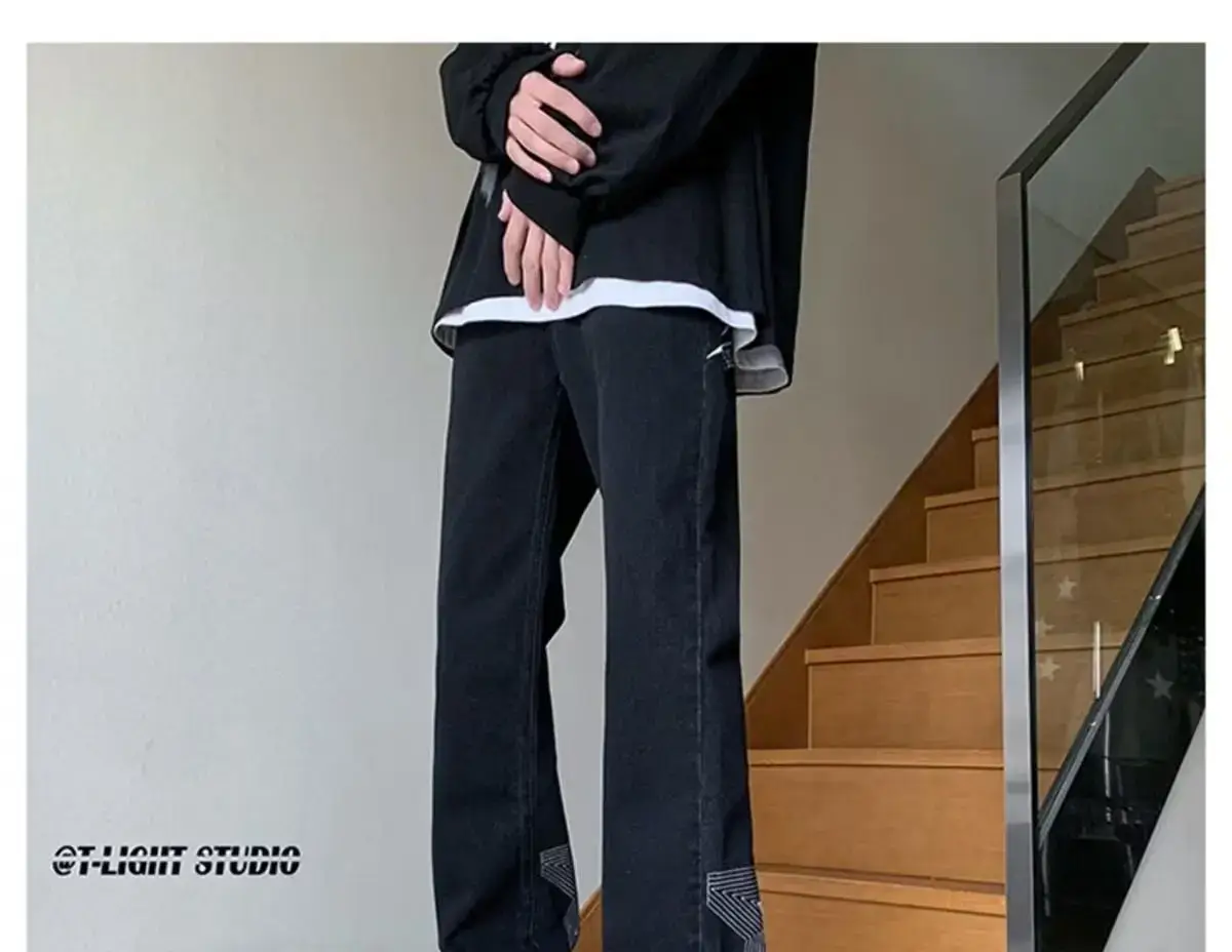 Men's White Star Jeans 2024 Wide Leg Spring Autumn — feature 17