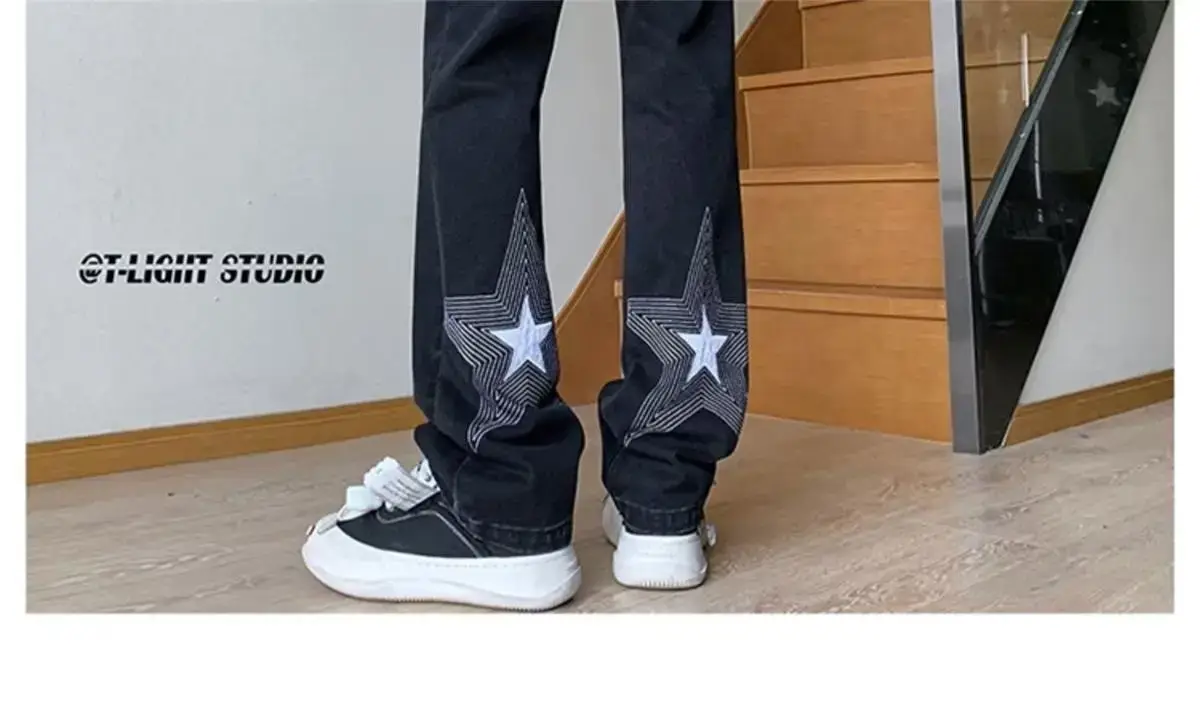 Men's White Star Jeans 2024 Wide Leg Spring Autumn — feature 19