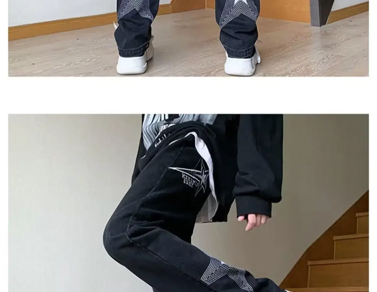 Men's White Star Jeans 2024 Wide Leg Spring Autumn — feature 21