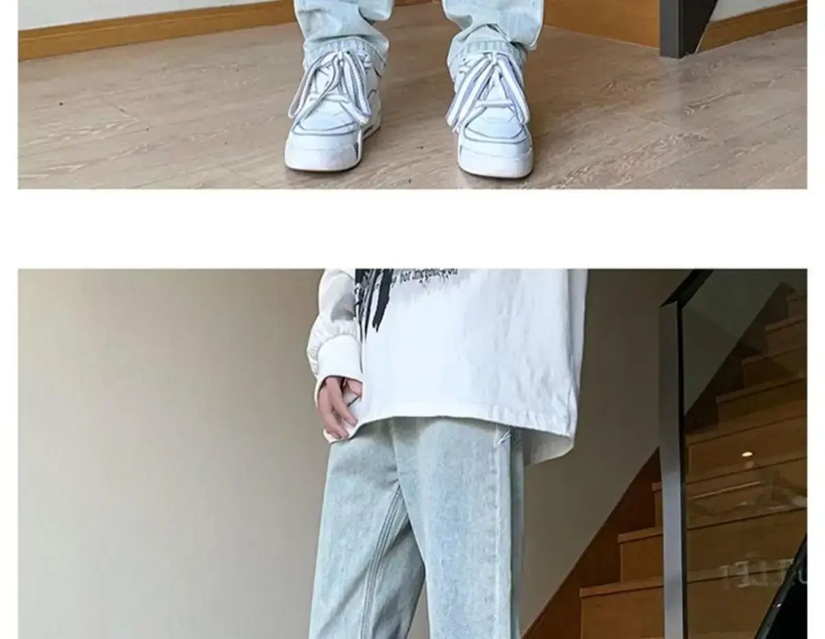 Men's White Star Jeans 2024 Wide Leg Spring Autumn — feature 7