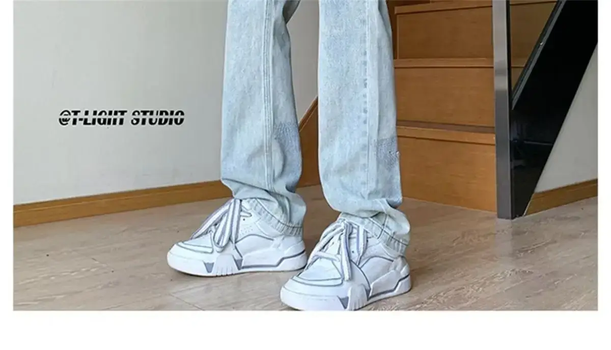 Men's White Star Jeans 2024 Wide Leg Spring Autumn — feature 8