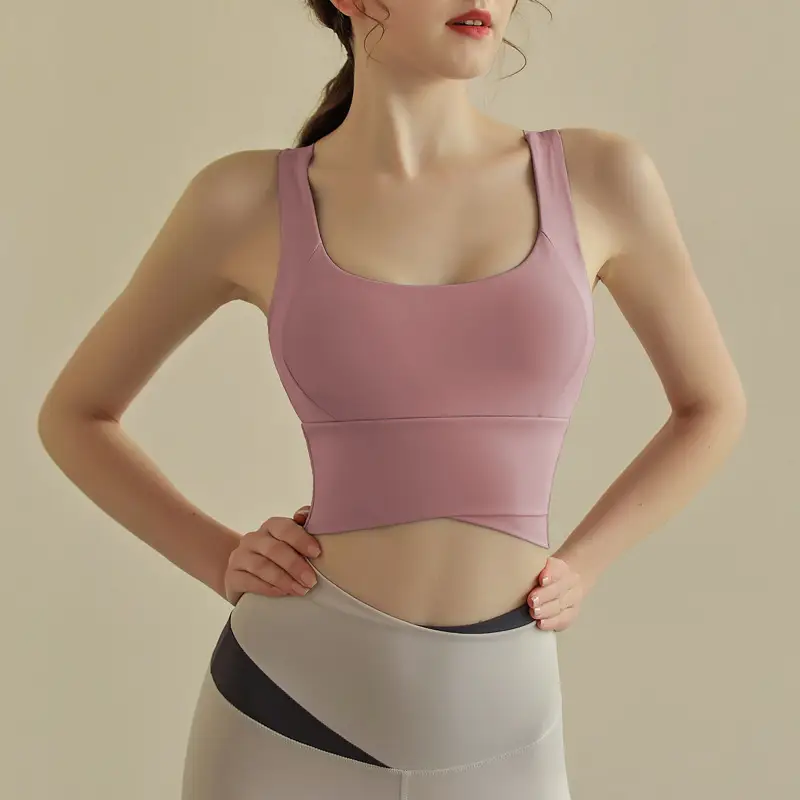 Sports Underwear Women's New Shockproof High Strength Running Fitness Bra Naked Skin-friendly Beauty Back Yoga Vest for Outer Wear