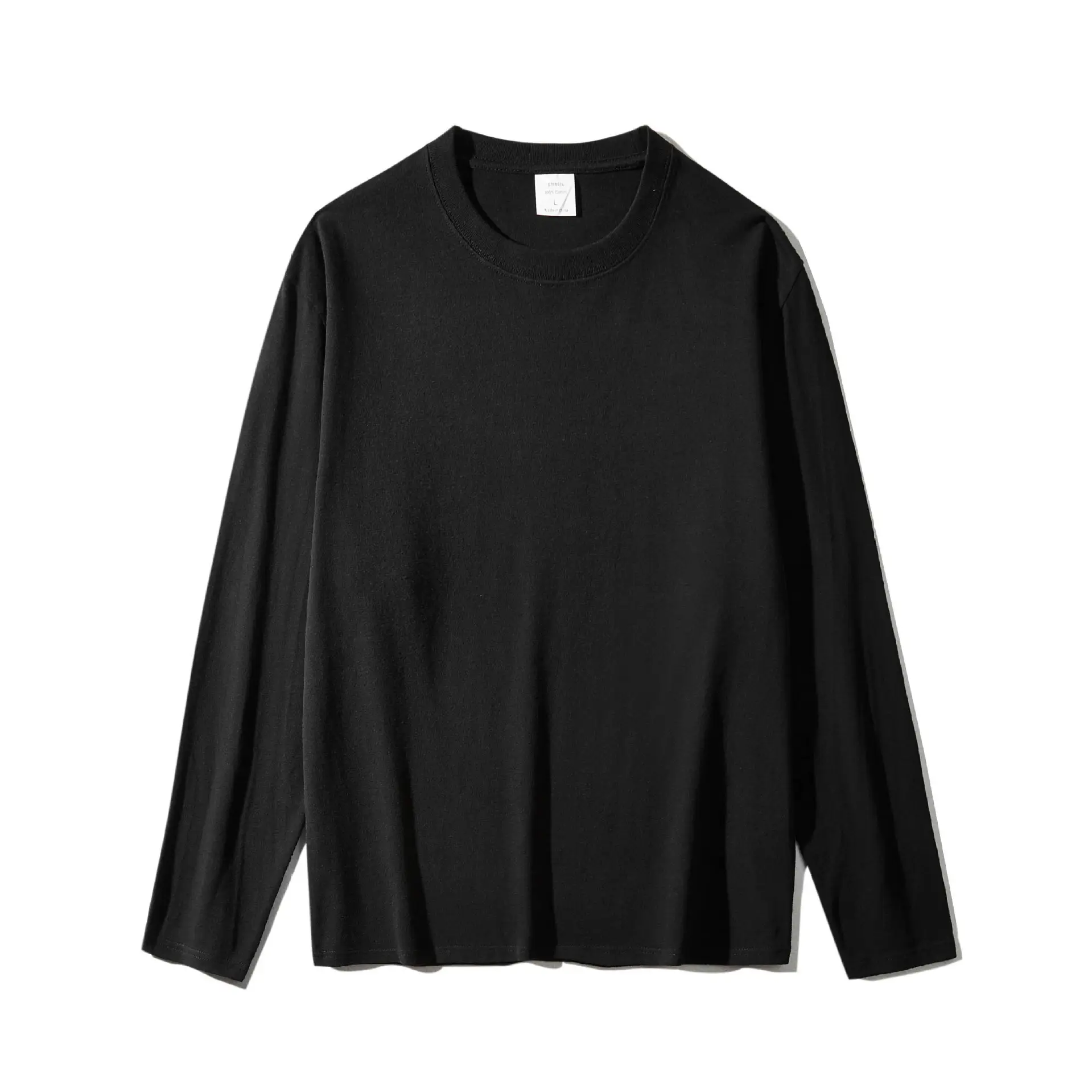 Men Cotton Long Sleeve T-Shirt White Round Neck - Image 11