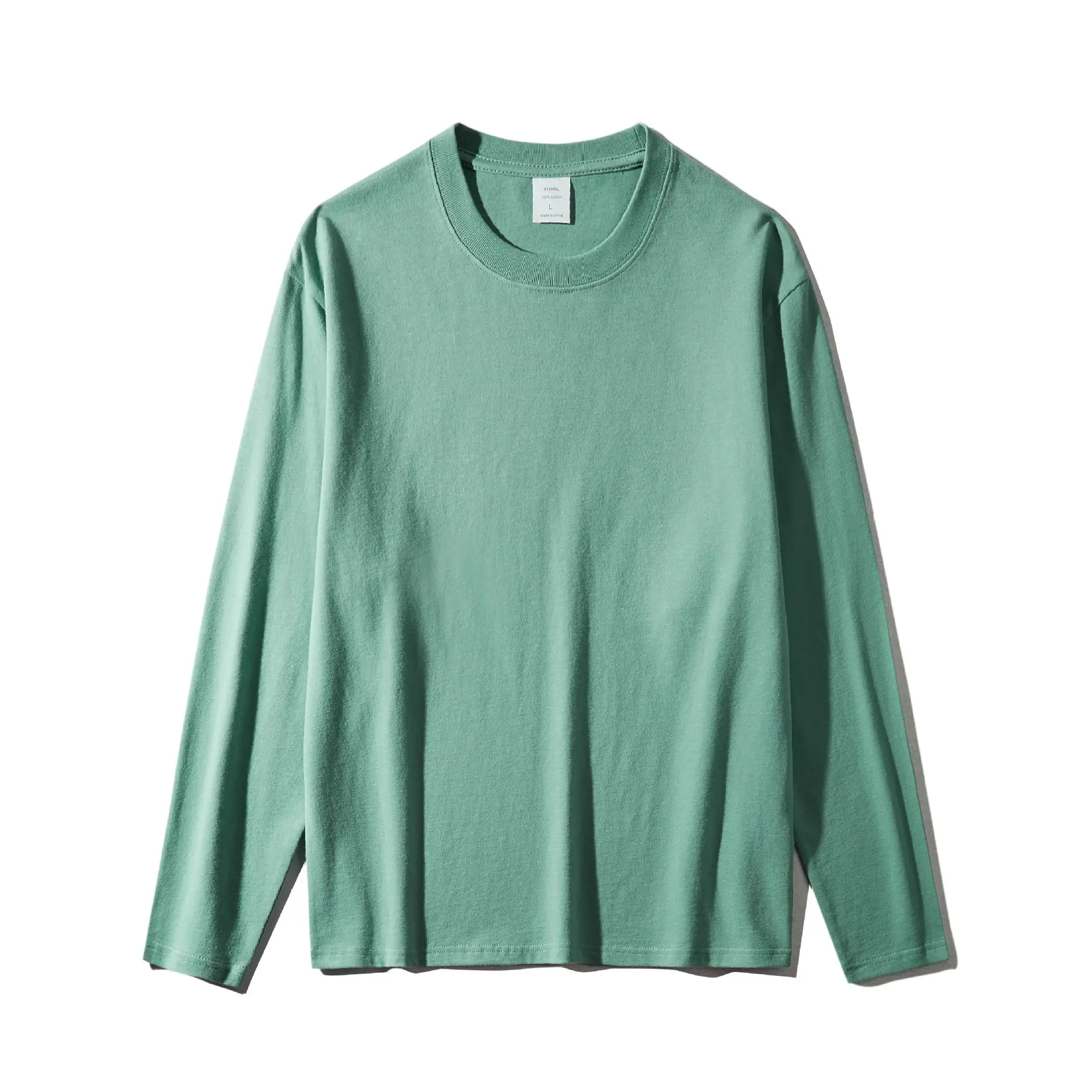 Men Cotton Long Sleeve T-Shirt White Round Neck - Image 12