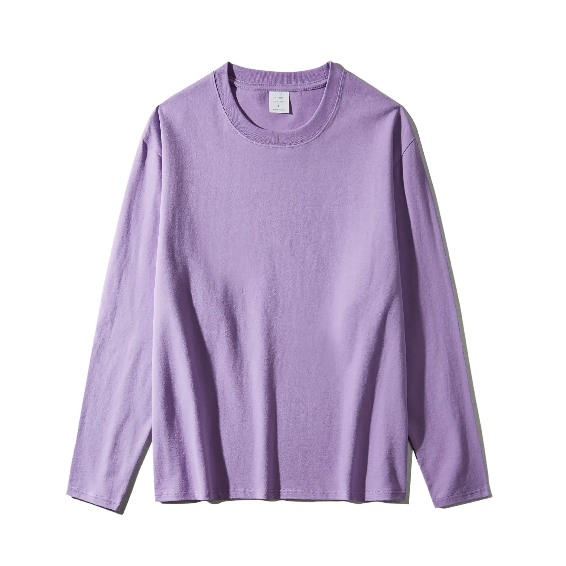 Men Cotton Long Sleeve T-Shirt White Round Neck - Image 13