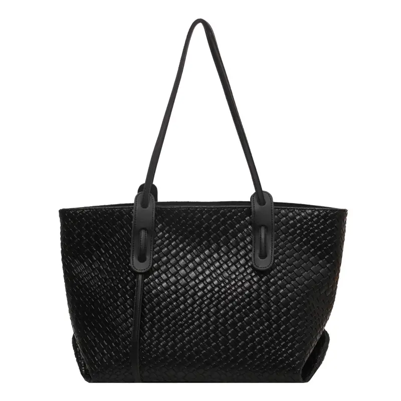 Brown Crocodile-Textured Large Shoulder Bag for Women - Image 9