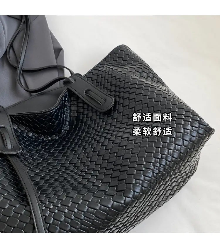 Brown Crocodile-Textured Large Shoulder Bag for Women — feature 6