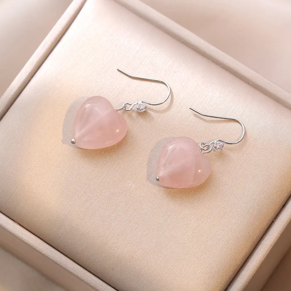 Natural Freshwater Pearl Necklace Women S925 Silver Pink Crystal Heart Bracelet Set - Image 5