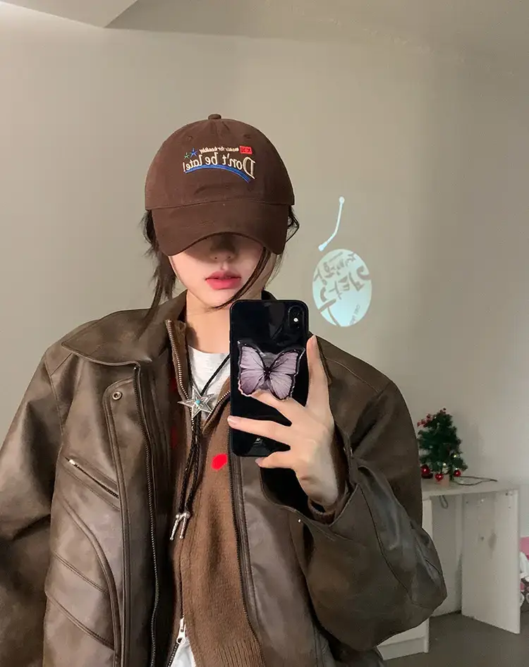 Women American Peaked Cap Brown 2023 New β feature 11