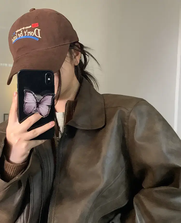 Women American Peaked Cap Brown 2023 New β feature 3