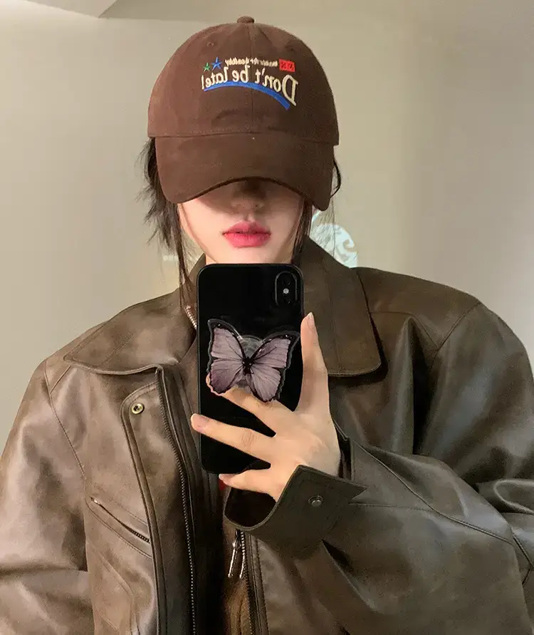 Women American Peaked Cap Brown 2023 New β feature 7
