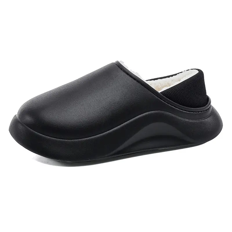 Cotton slippers men's winter indoor home fleece-lined warm waterproof couple cotton slippers bag heel slip-on fashion cotton shoes