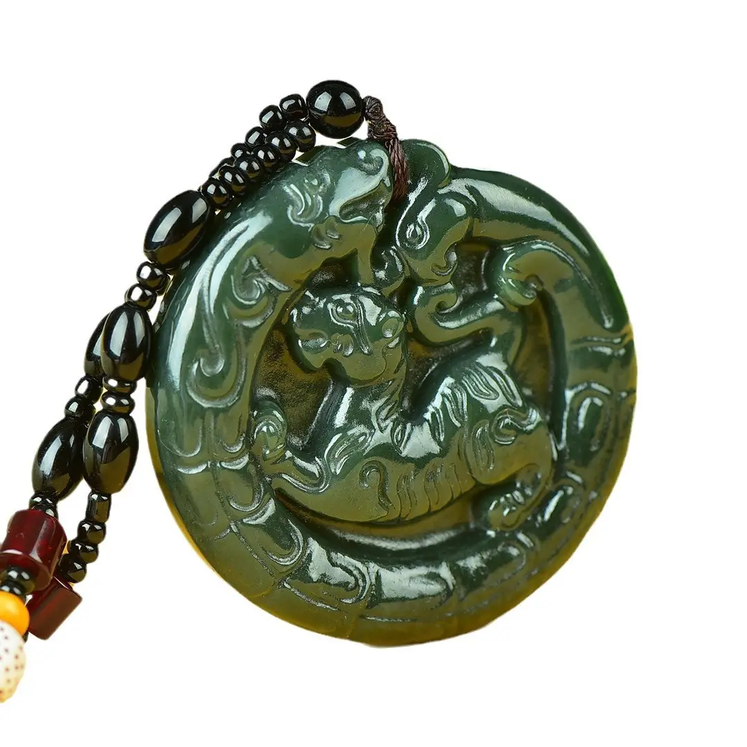 Hetian Jade Pendant with Beast Design Green - Image 6