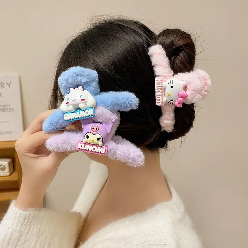 Plush Shark Hair Clip for Women Winter Accessories - Image 8