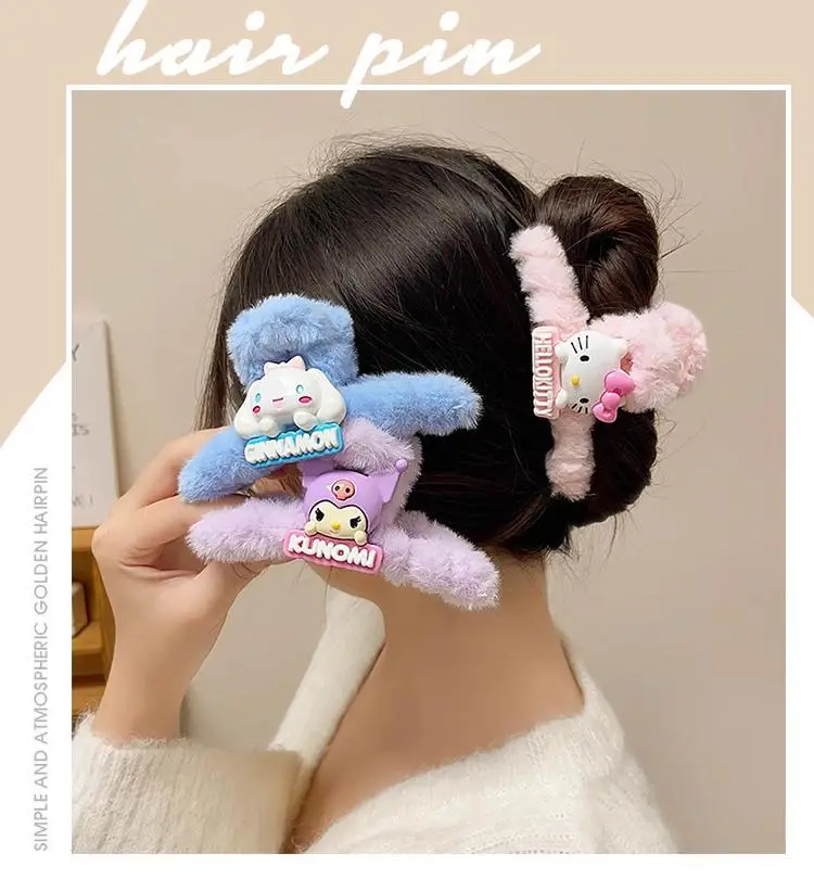 Plush Shark Hair Clip for Women Winter Accessories — feature 1
