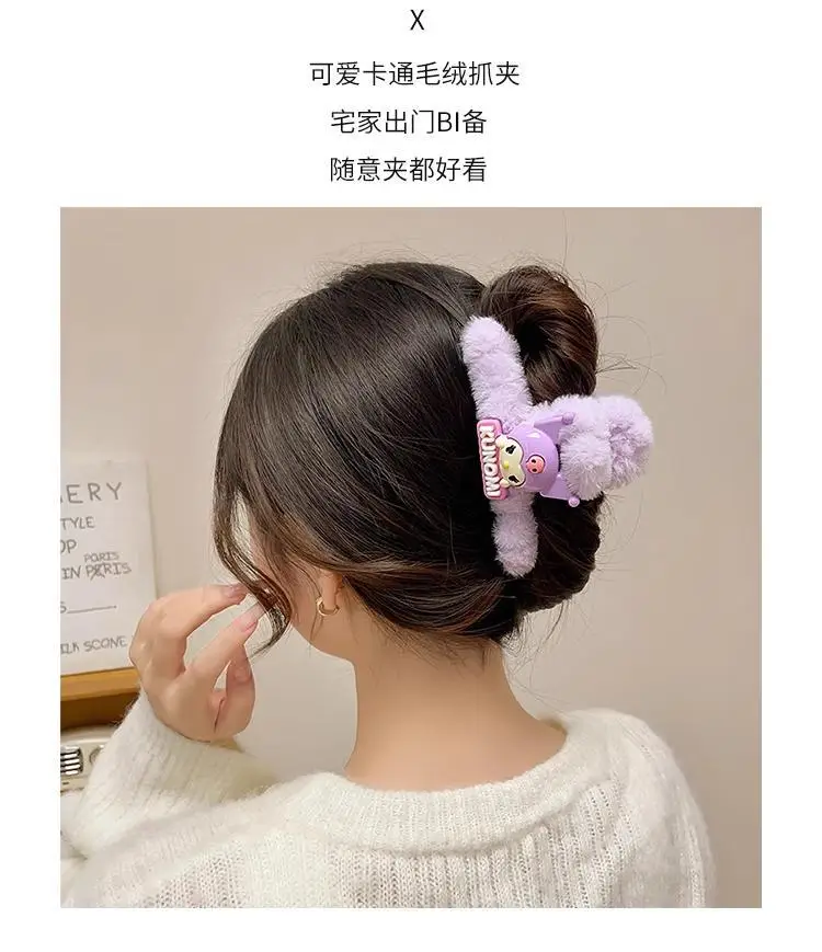 Plush Shark Hair Clip for Women Winter Accessories — feature 2