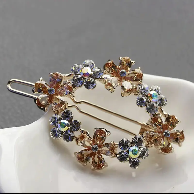 Korean Style Sweet Flower Hairpin with Crystal Accents — feature 5