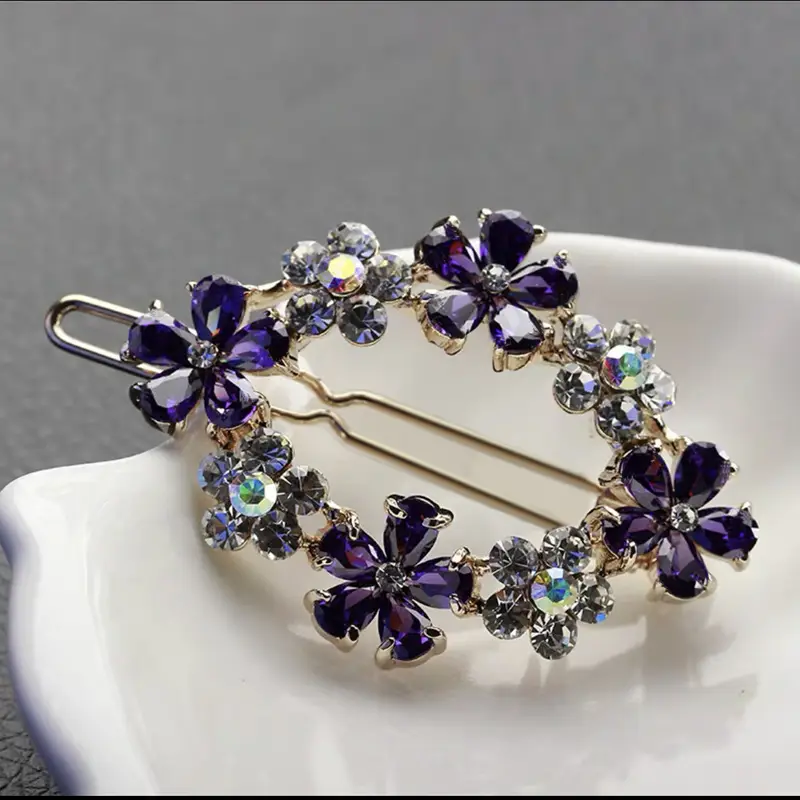 Korean Style Sweet Flower Hairpin with Crystal Accents — feature 8