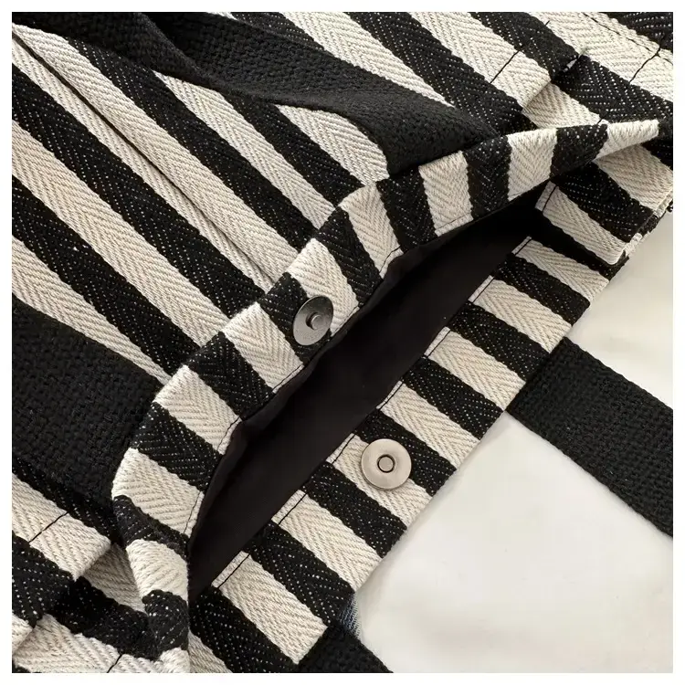 2023 Western Canvas Tote Bag Navy Blue Striped — feature 11