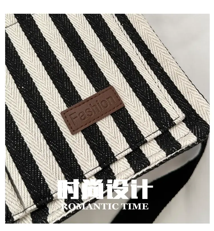 2023 Western Canvas Tote Bag Navy Blue Striped — feature 2