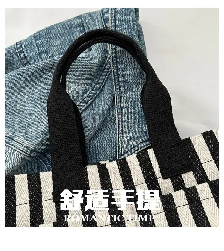 2023 Western Canvas Tote Bag Navy Blue Striped — feature 5