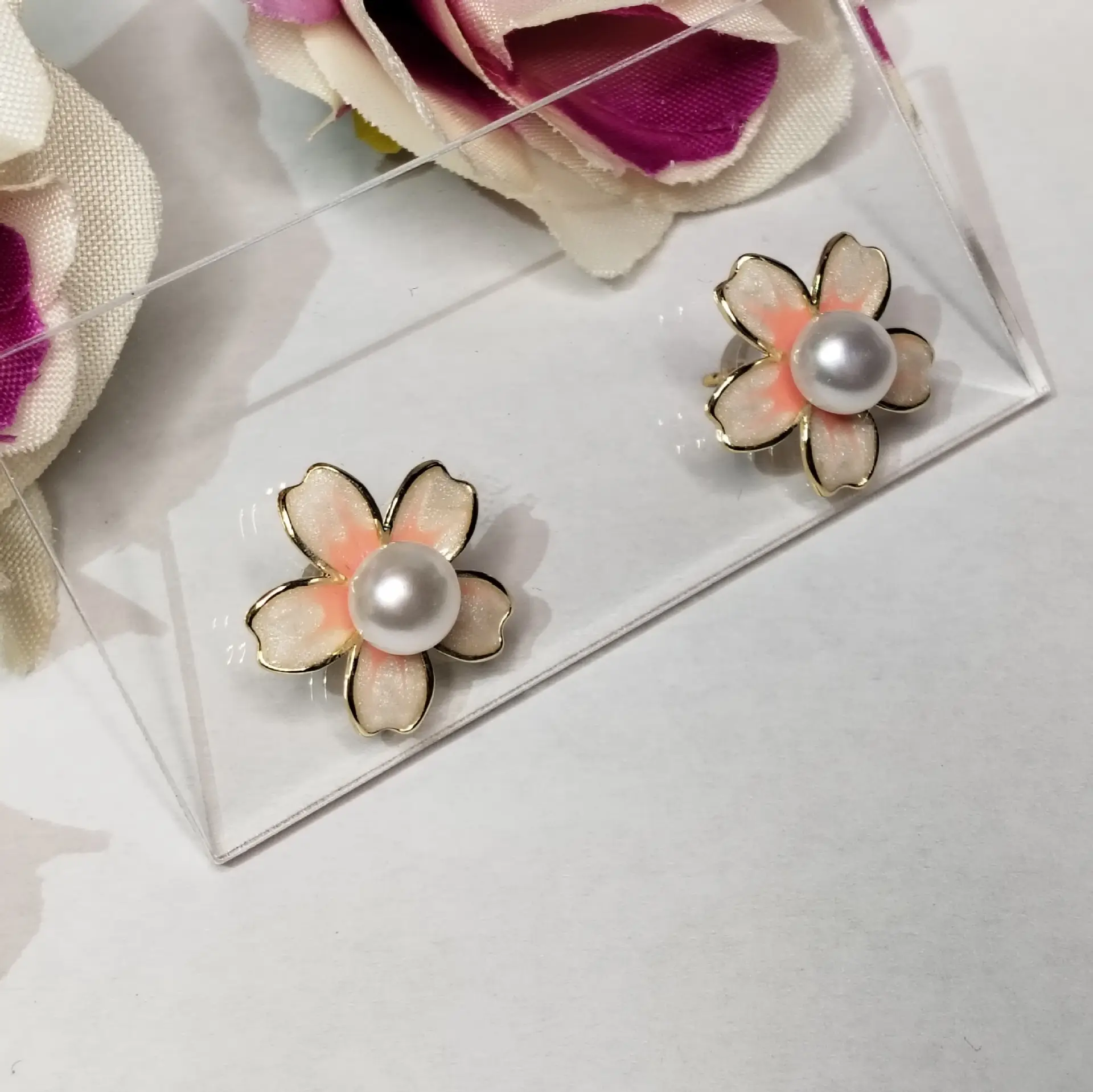 Sakura Blossom Pearl Earrings S925 Silver — feature 12